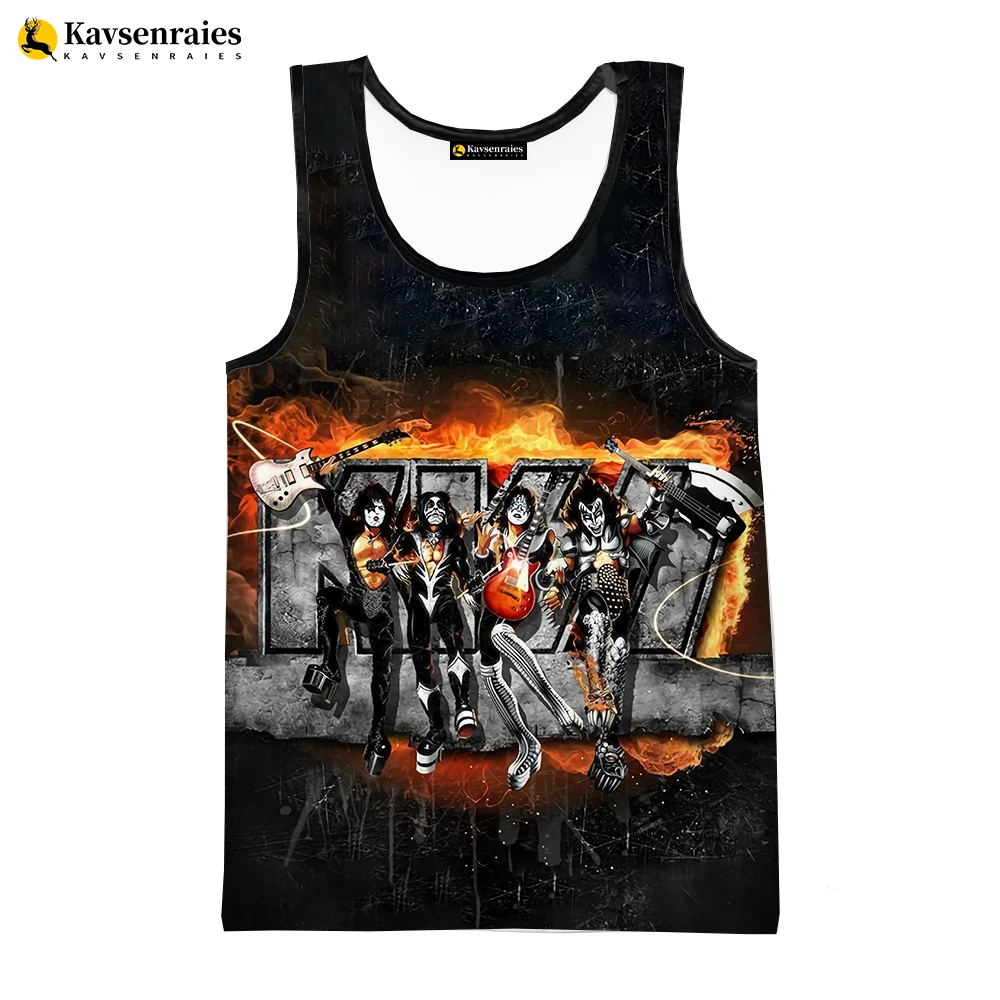 Kiss Band 3D Printed Tank Tops Men Women Summer Fashion Casual Sleeveless Vest Hip Hop Streetwear Oversized Tops Tees