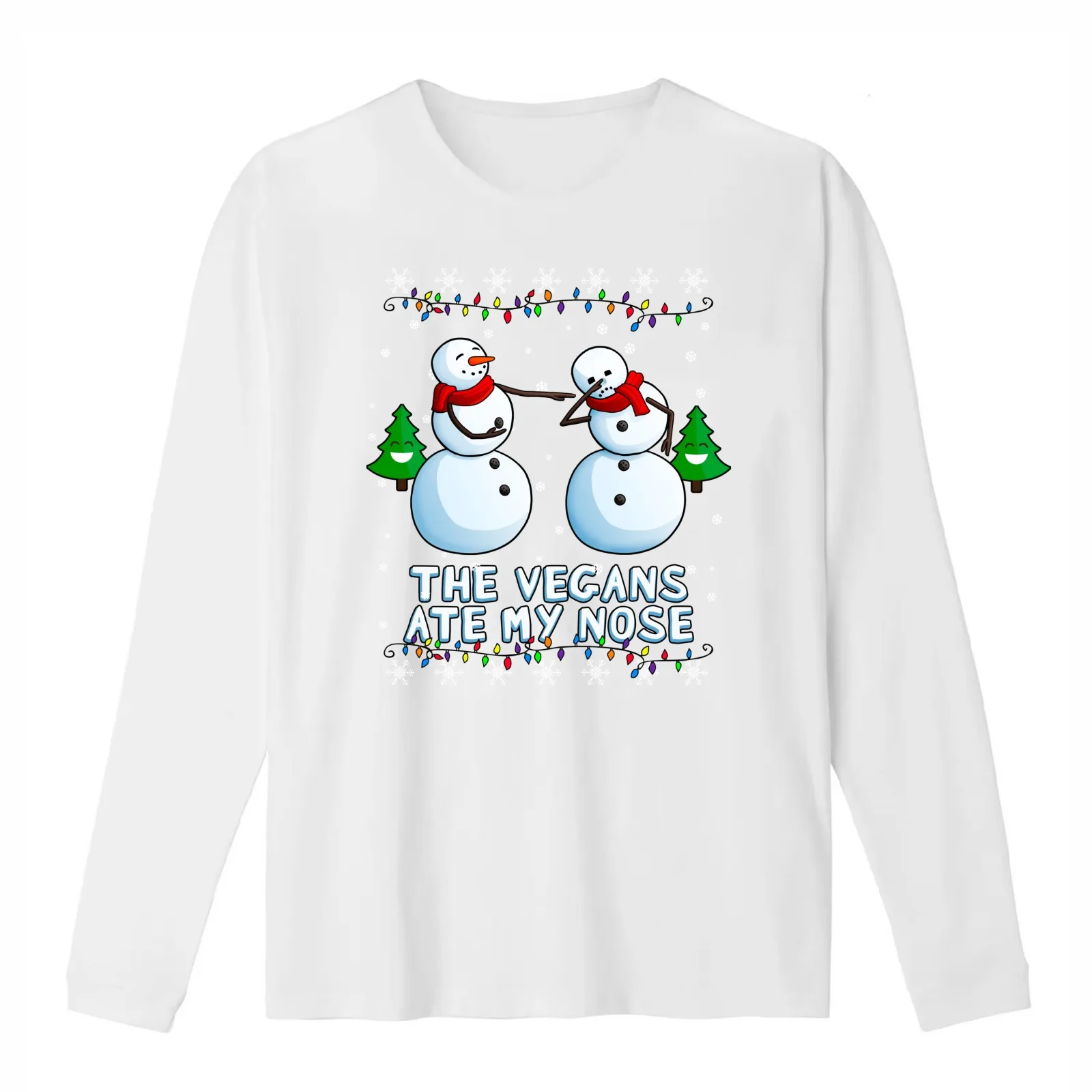Vegans Ate my Nose Snowmen T-Shirt Summer Casual Cotton Tee Oversized Streetwear Tops Vintage Graphic Print Unisex Men Women