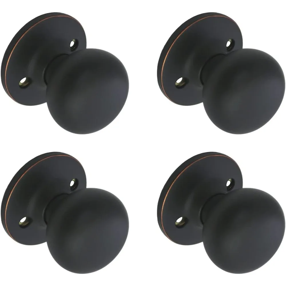 مجموعة مقابض أبواب الممر المستديرة باللون الأسود مكونة من 5 قطع للقاعة والخزانة، تصميم أنيق للأبواب الداخلية