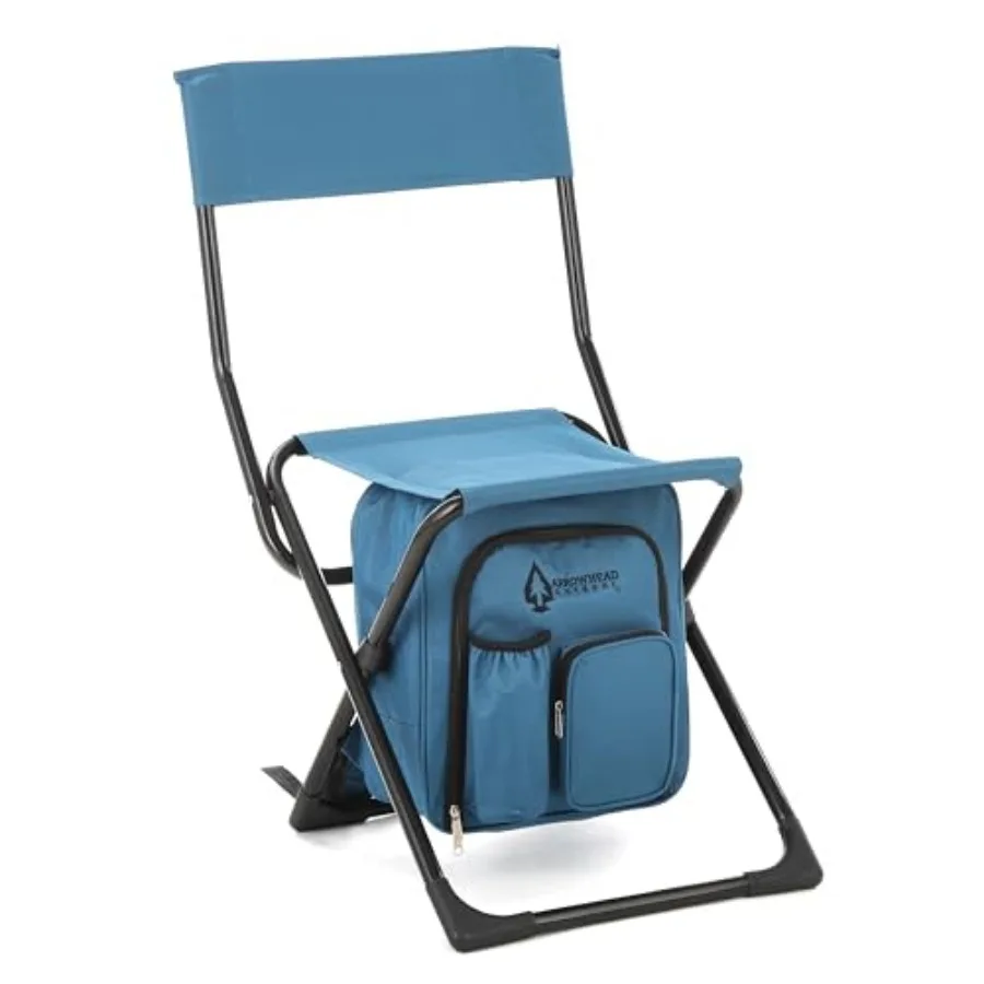 

3-in-1 Compact Fishing Chair Backpack Stool and Insulated Cooler w/Bottle Holder and Storage Bag External Pockets Backrest