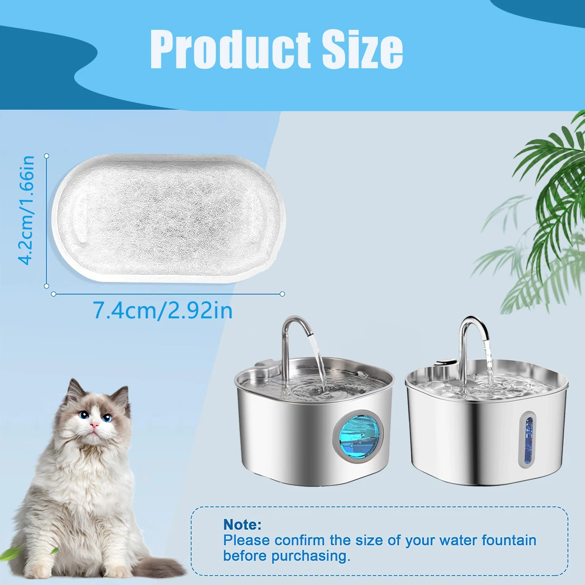 10/20/30 Pack Replacement Filters for Cat Water Fountains, Compatible with 2.2L Stainless Steel Dog & Cat Water Dispensers
