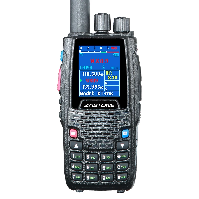 A16 Aviation Air Band Walkie-Talkie 6W 108-136MHZ AM 0-30KM Range IP25 Water Resistant 200CH 1500-2000mAh Battery