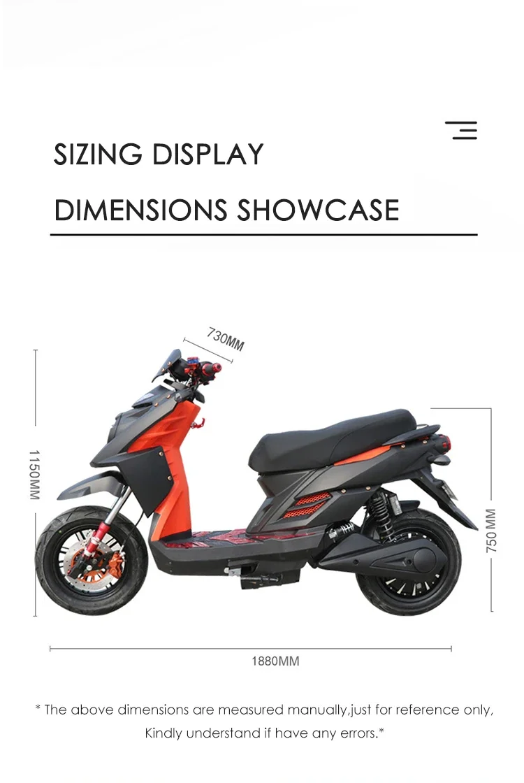 Lotkind High-Performance Electric Moped Scooter 48V Electric Motorcycle with Seat for Adults for Racing and Speed