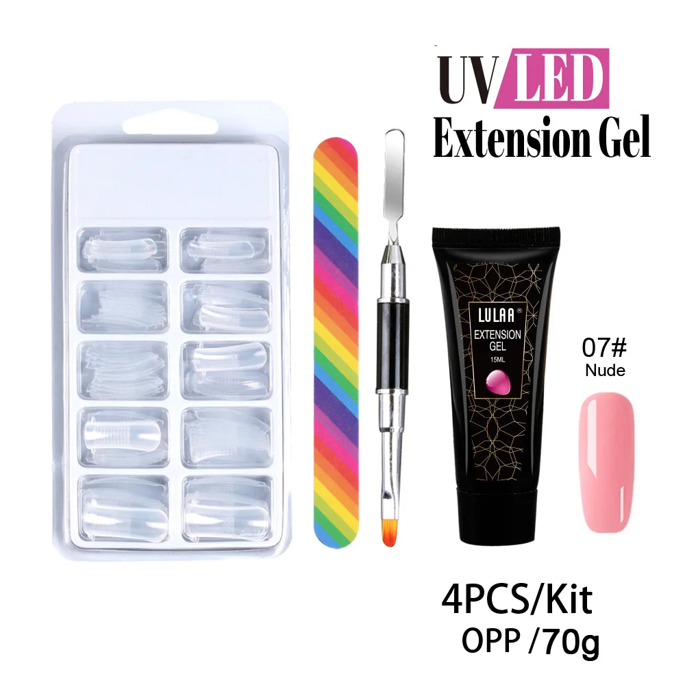 

15ml Poly Gel kit Long Lasting Quick Extension Nails Pink Color Poly Gel Set Polygels Nude Hard Nail Gel