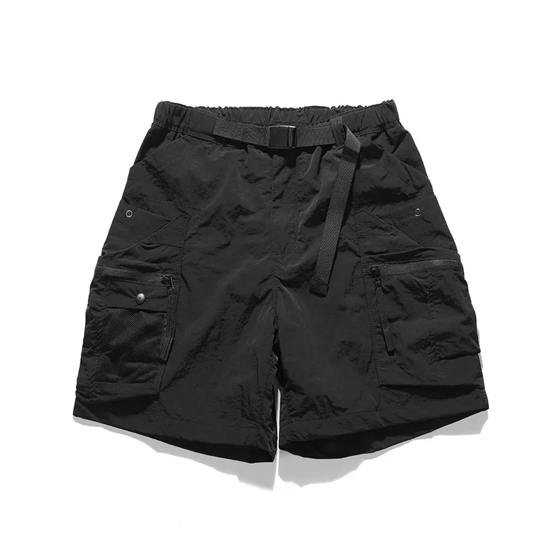 2025 Summer New American Retro Outdoor Quick Dry Inner Mesh Cargo Shorts Men's Washed Multi-pocket Casual Sport Five-point Pants