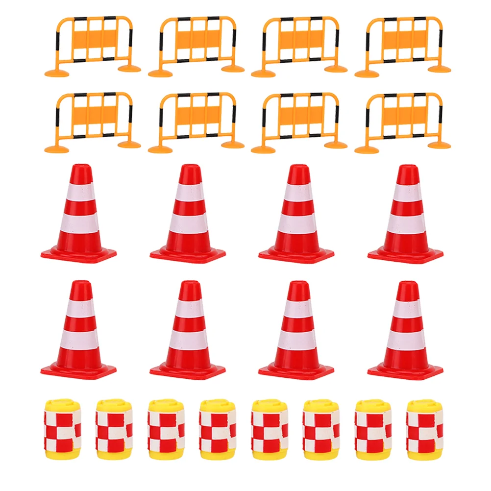 24 Pcs Rayan Toys for Kids Traffic Road Sign Barricade Roadblocks Mini Cones Model