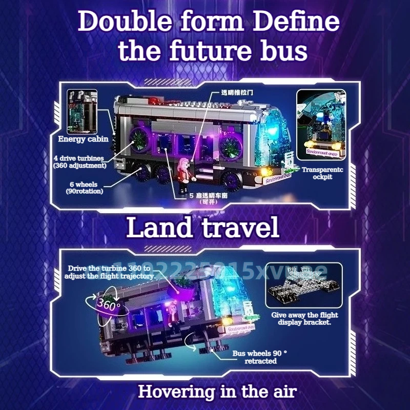 Future Bus Building Blocks Serie Cyberpunk Auto Piccolo assemblato Raccogliere modello Giocattoli Decorazione della stanza Regali di compleanno per bambini