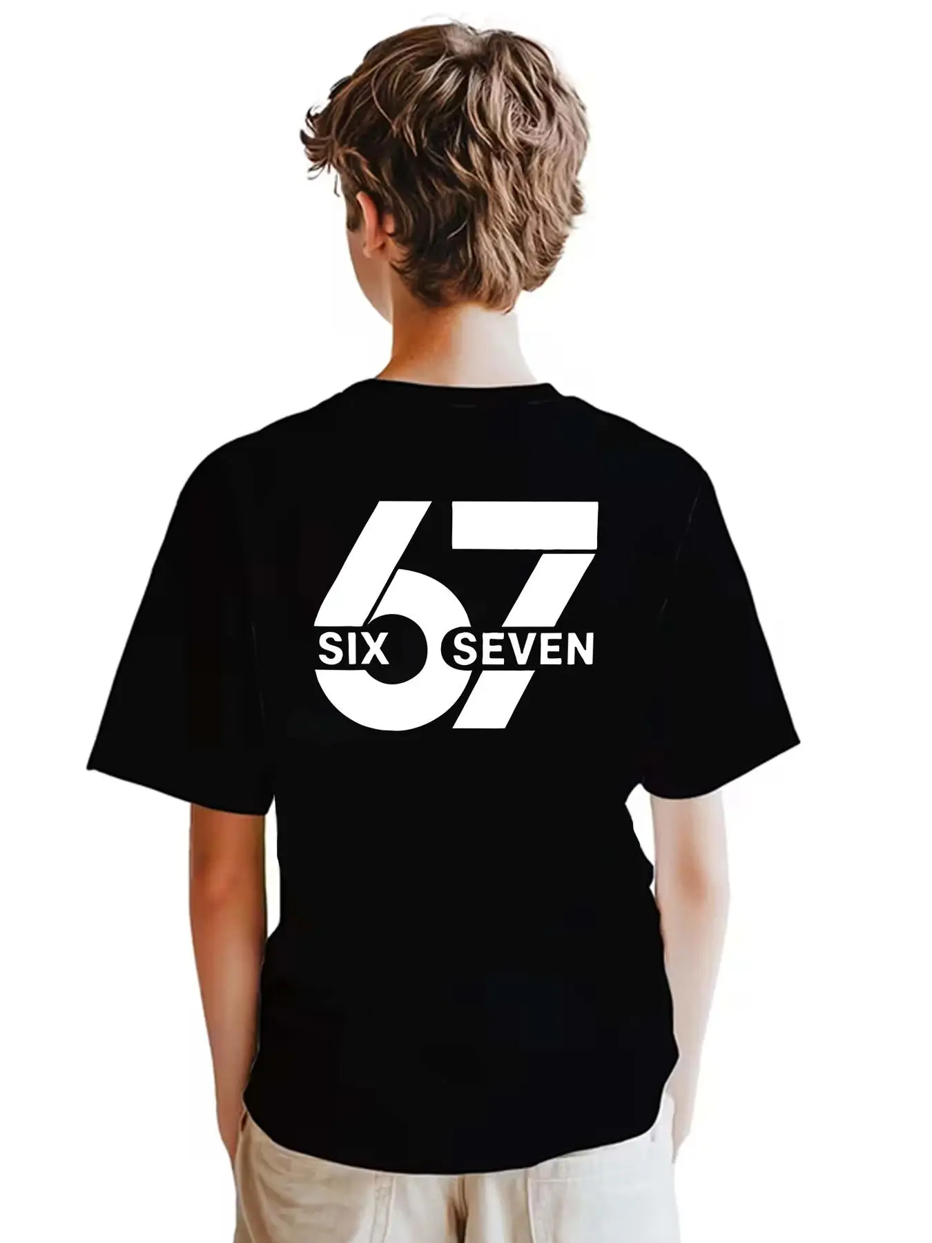 Boys and Girls' Short-Sleeved T-Shirt with a Pattern on the Back, 1-Piece Casual Sports Short-Sleeved T-Shirt for Boys, Trendy Brand Sportswear for Teenagers and Children, Personalized Printed Short T-Shirt