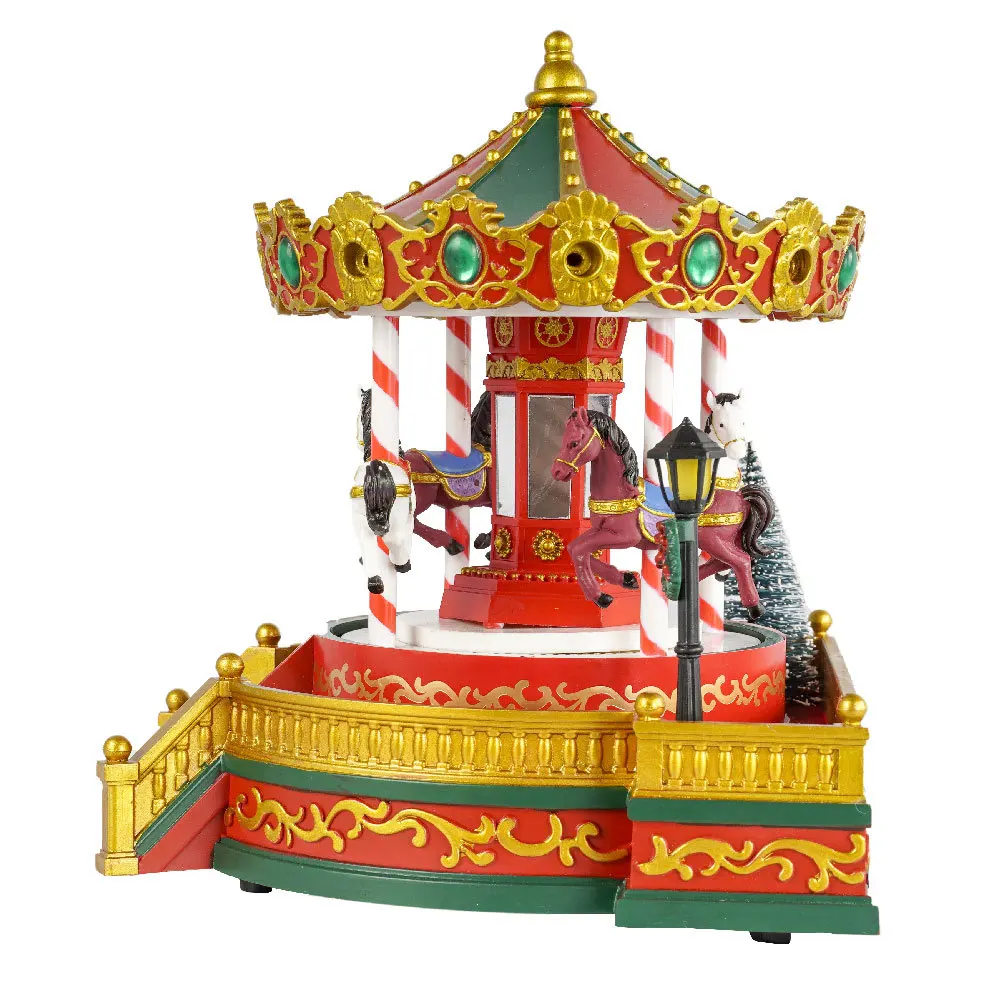 New Large Festival Decoration LED Carousel Amusement Park Music Box Gift Crafts Ornament