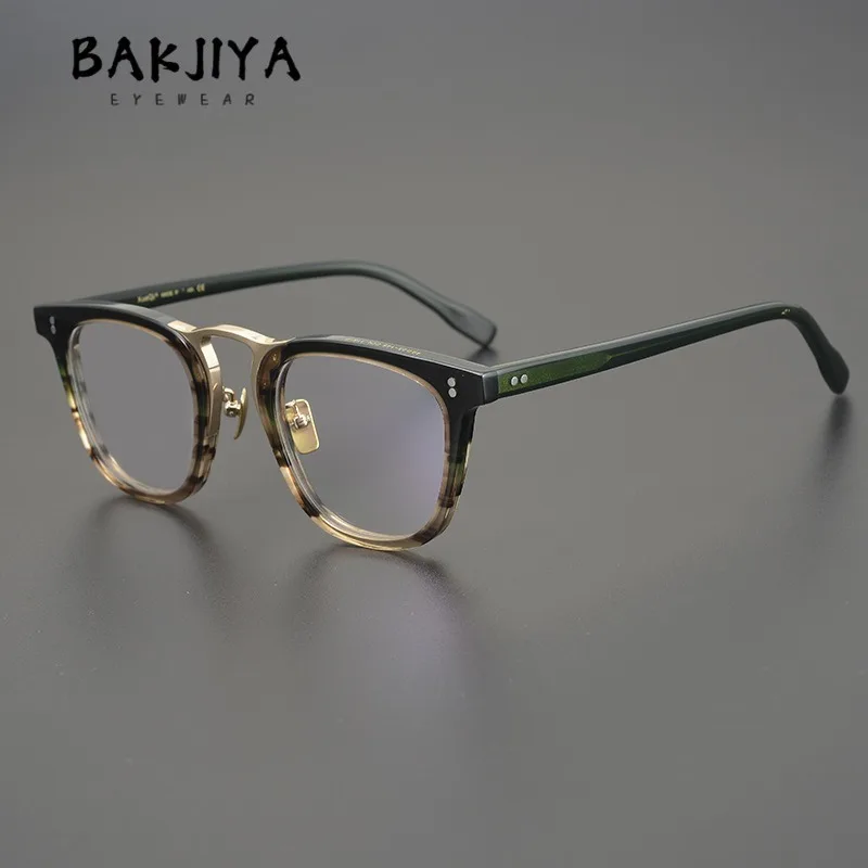 

High Quality Retro Handmade Acetate Square Eyeglasses Frame Men Classic Zhongjin Titanium Beam Full Prescription Glasses Frame