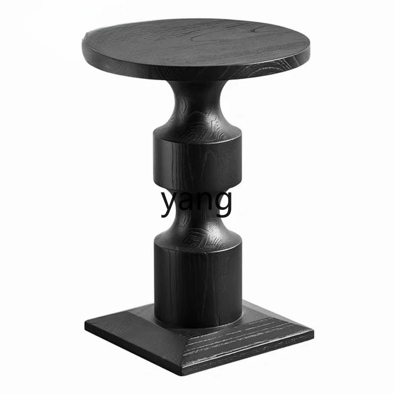 

Cx solid wood black retro edge table simple round coffee table