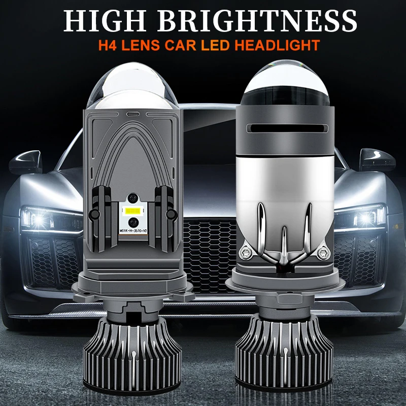 توربو مروحة H4 LED المصابيح الأمامية سيارة H4 جهاز عرض صغير عدسة 6000K السوبر مشرق 20000LM مرحبا لو شعاع لمبة LED أضواء سيارة ضوء مصباح #1