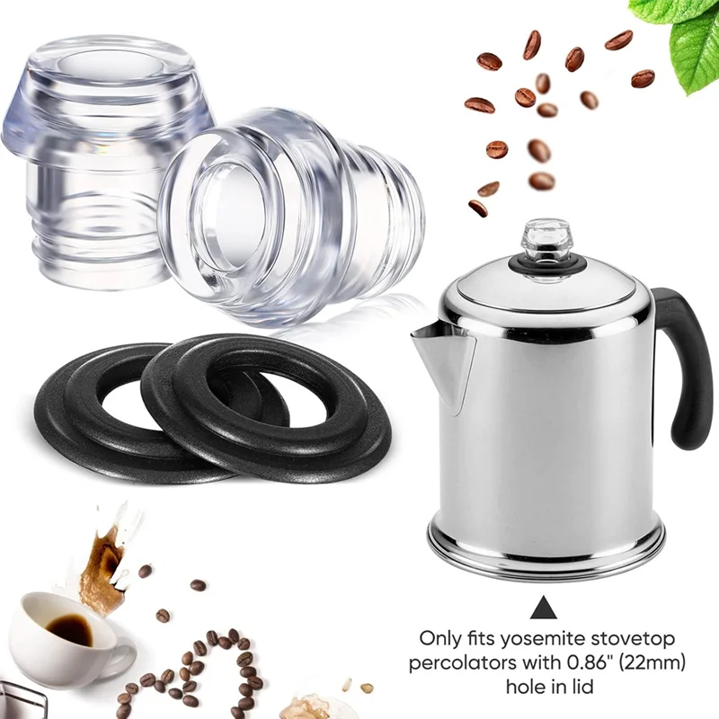 HGFLE-2 Sets Percolator Parts Top And Washer Ring For Farberwareyosemite Coffee Percolators Replacement Coffee Pot Filters