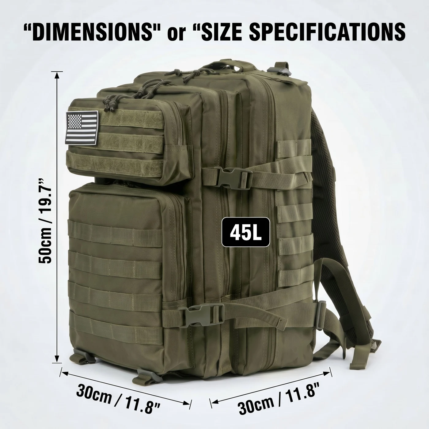 45L Tactical Travel Backpack Molle Large Capacity Multi Pocket Storage Bag Durable Wear Resistant Camping Hiking Trekking Bushcraft Daypack Heavy Duty Rucksack For Men Women Business Trips Mountain Climbing Daily Commute Luggage Bag