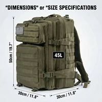 45L Tactical Travel Backpack Molle Large Capacity Multi Pocket Storage Bag Durable Wear Resistant Camping Hiking Trekking Bushcraft Daypack Heavy Duty Rucksack For Men Women Business Trips Mountain Climbing Daily Commute Luggage Bag 5