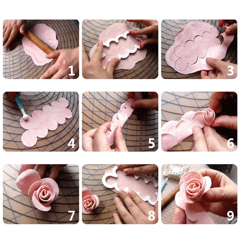 3PCS/set 3D Rose Petal Flower Shaped Cutter Maker Elegant Cake Mould Fondant Cake Decorating Mould Sugar Craft Mould DIY tools