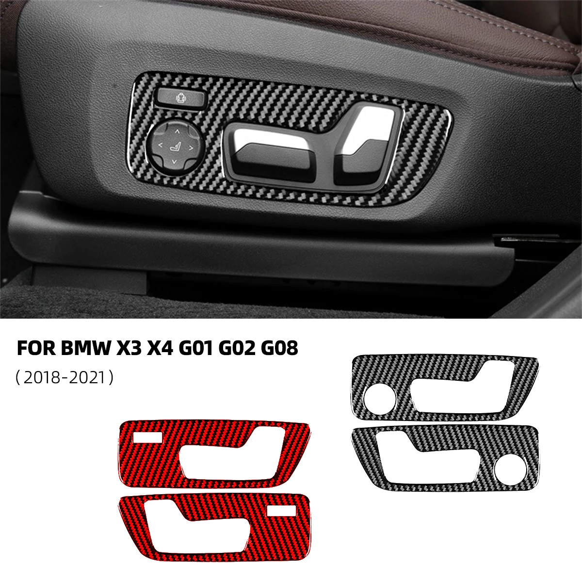 

For BMW X3 X4 G01 G02 G08 2018-2021 Car-style Carbon Fiber Stickers Car Seat Adjustment Button Decorative Accesorios Para Auto