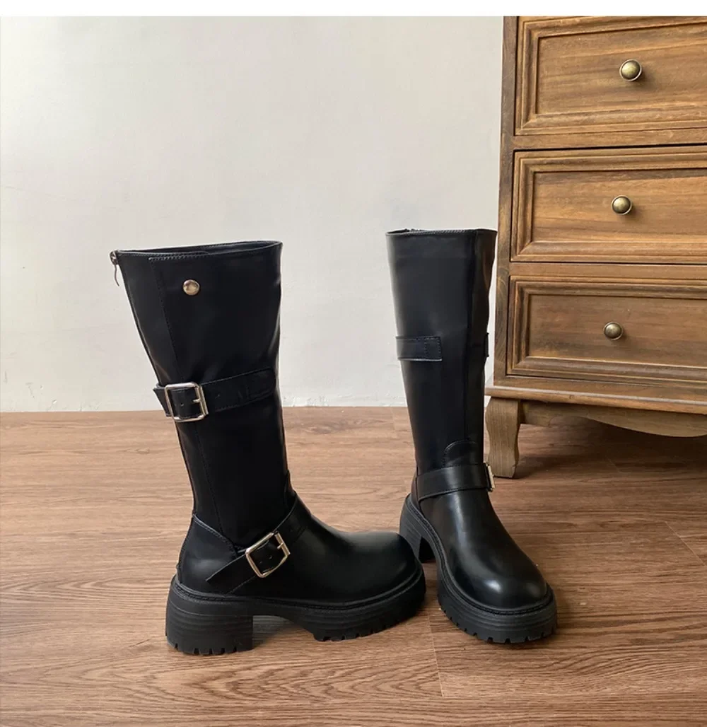 Winter Women Knight High Boots Fashion Back Zippers Ladies Elegant Platform Long Booties Short Plush Women\'s Footwear
