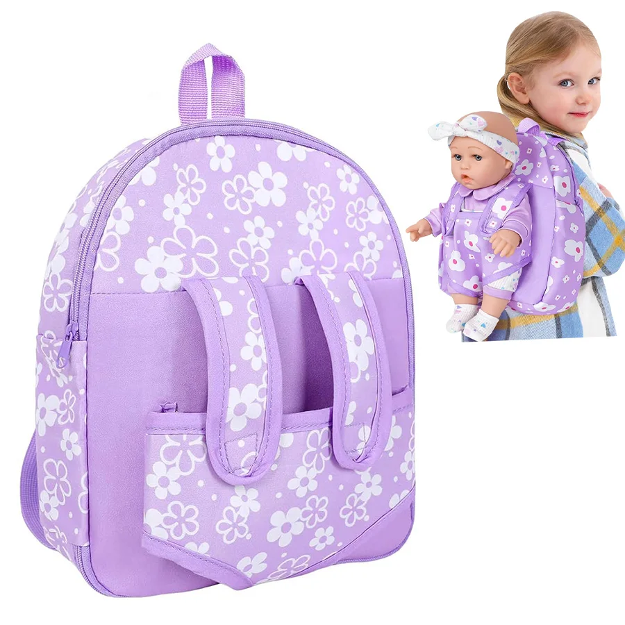 Mochila para recién nacido a la moda, bolso bonito con flores para niñas, muñecas para salir, bolsa de transporte, regalo de cumpleaños y Navidad