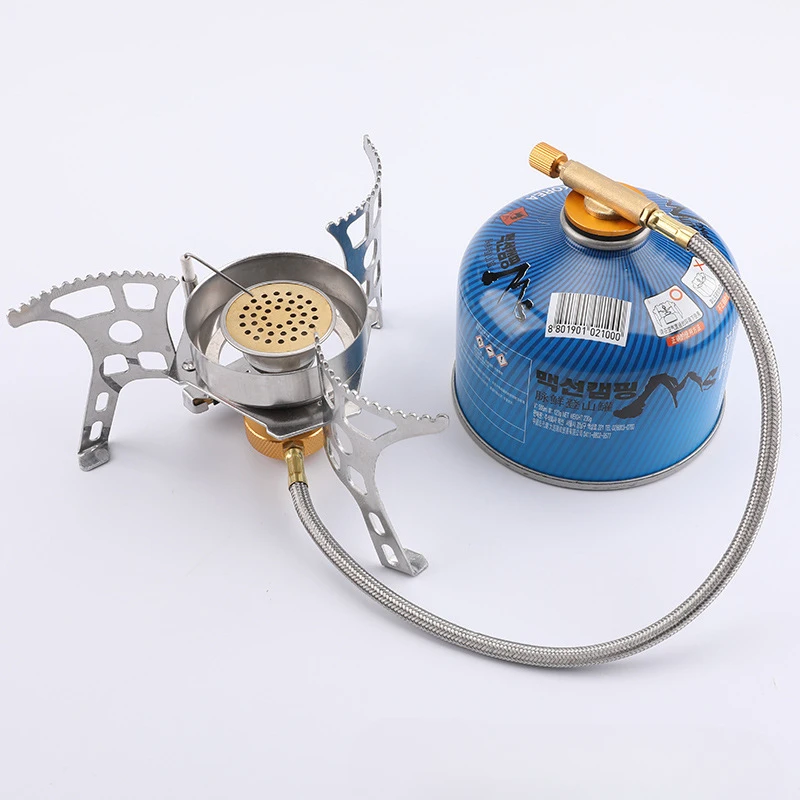 Three-core Folding Camping Gas Stove Outdoor Picnic Windproof Gas Burner Strong Fire Tourism Cooker Survival Furnace Equipment