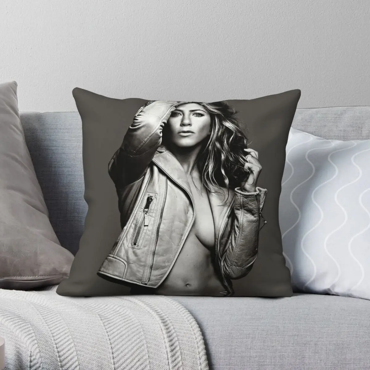 Jennifer Aniston Pillowcase Polyester Linen Velvet Creative Zip Decor Pillow Case Bed Cushion Cover 45x45