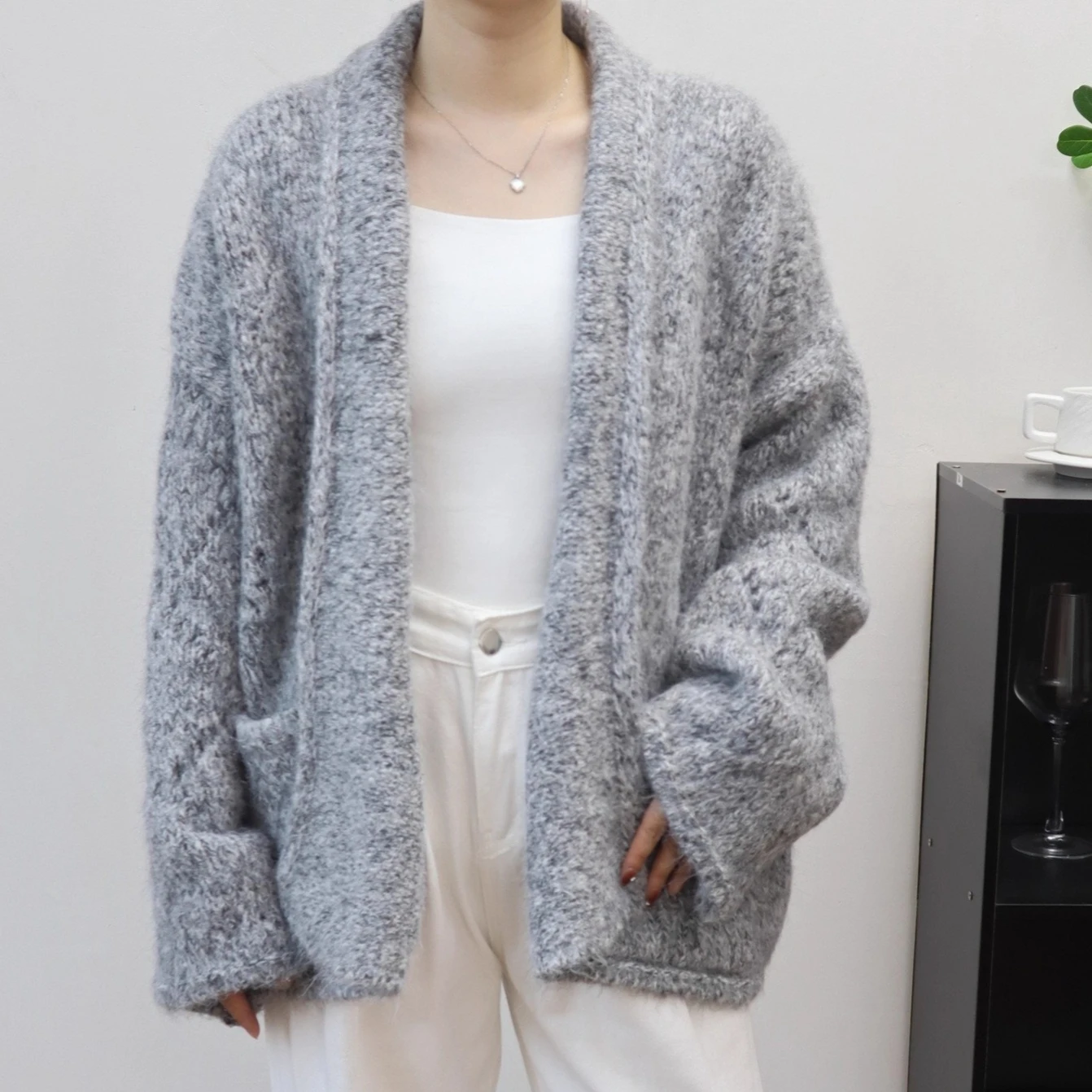 

Women Cardigan Open Stith Coats Sweaters V Neck Full Sleeve Jumpers Y2k Streetwear Elegant Knit Casual Loose Autumn Winter