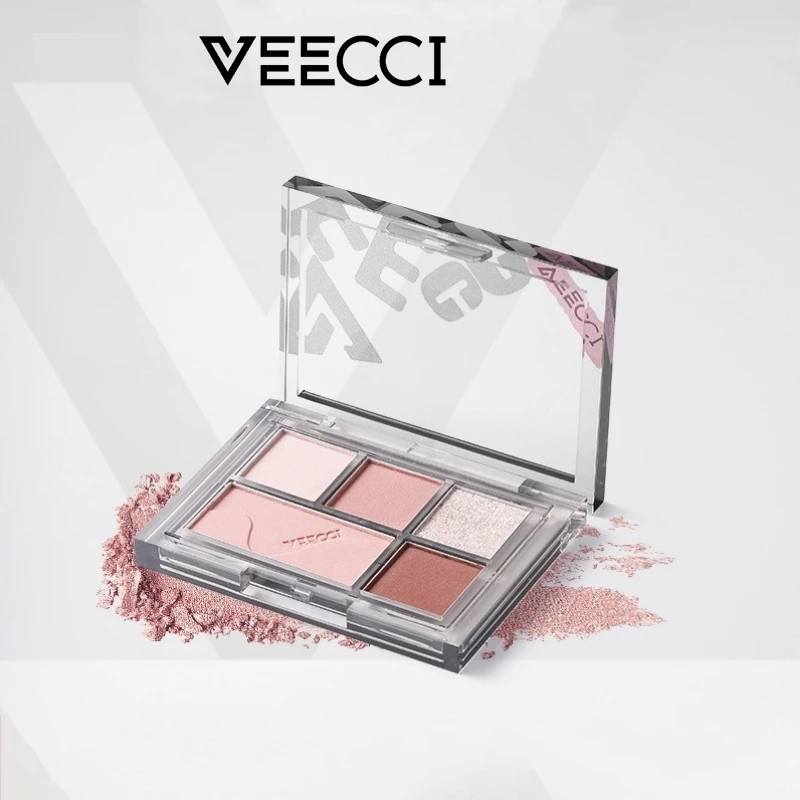 VEECCI Eyeshadow Palette Natural Glitter Matte Eye Makeup Eyeshadow Easy to Color 5 color