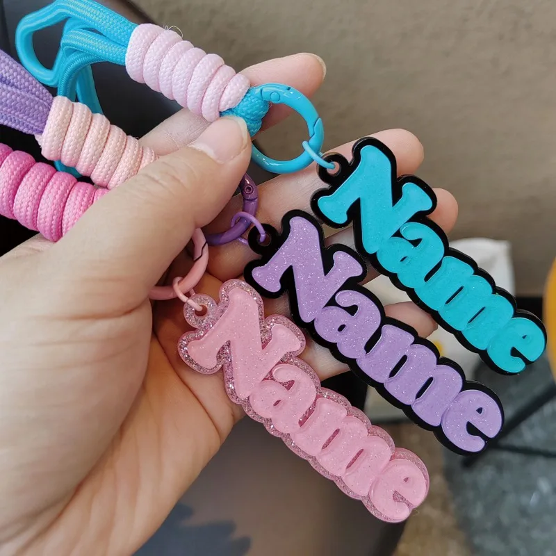 

CustomAcrylic Keychain Personalized 3D Name Tag Colorful Letter Pendant For Backpack Lunch Box Luggage Diaper Bag Cute Bag Charm