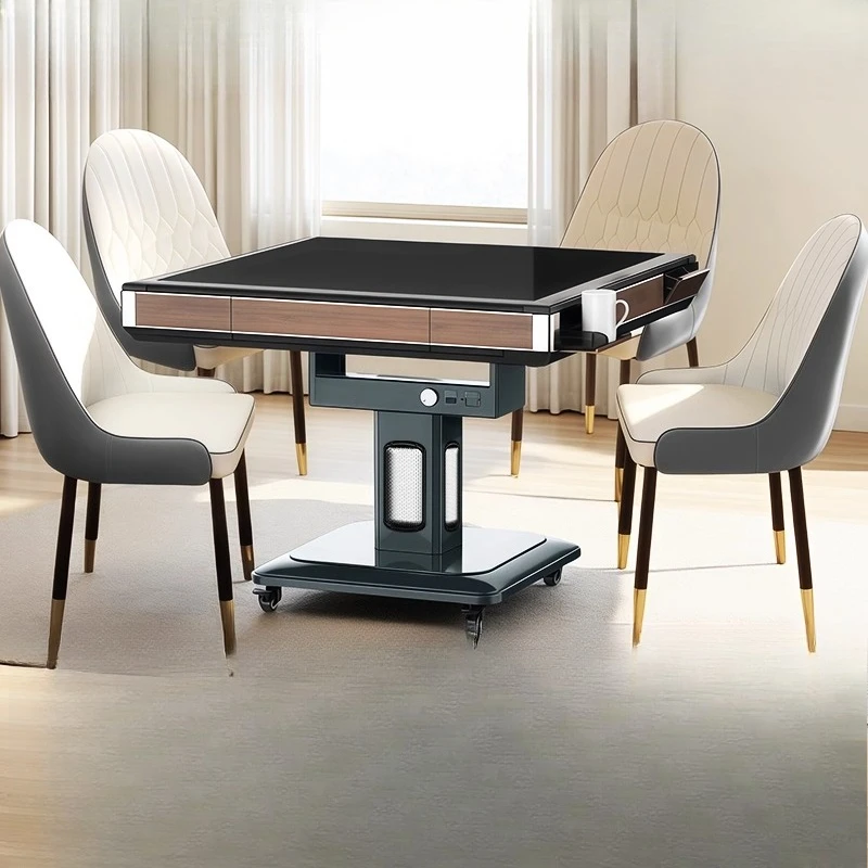 

Mahjong machine Automatic household dining table Dual-purpose heating Folding roller coaster mahjong table