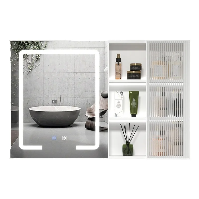 

Space aluminum smart mirror cabinet, bathroom wall-mounted storage cosmetic bathroom mirror