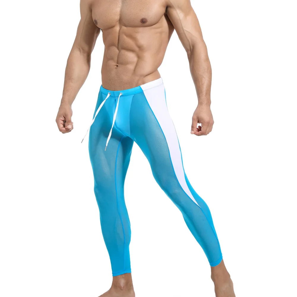 New Men's Cycling Joggers Mesh Breathable Fitness Training High Elasticity Compression Pants Long Sports Tights