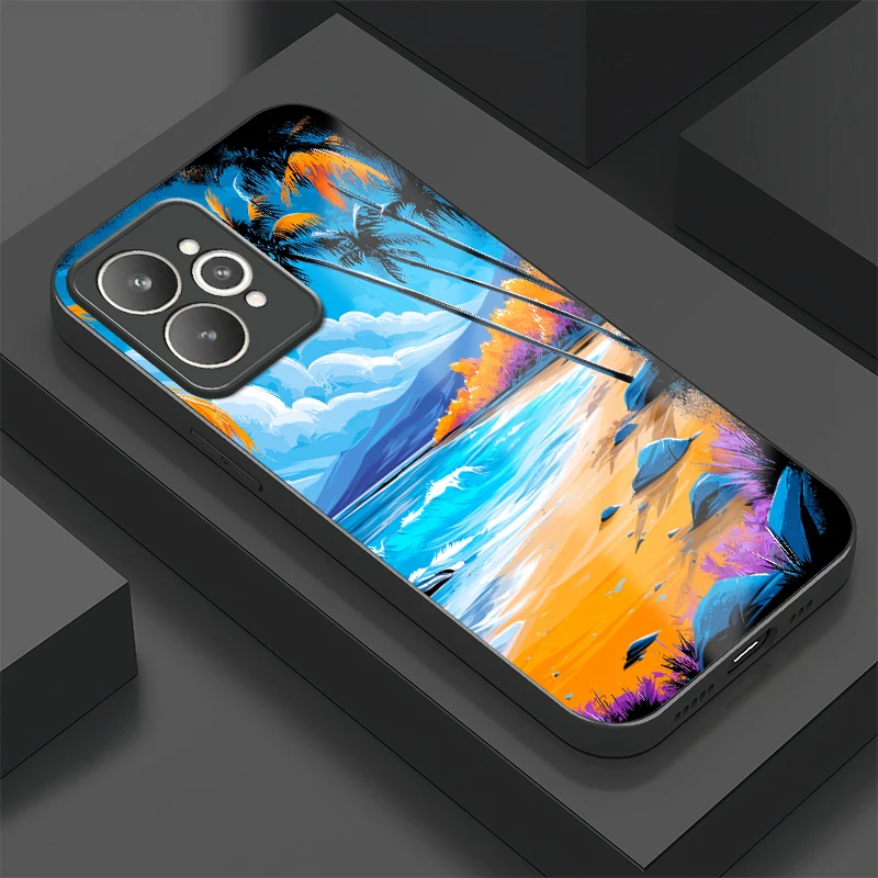 

Противоударный чехол для телефона OPPO Realme 15 14 12X 11X 12 11 10 Pro Plus 13 Pro 15T 14T 14 Summer Beach Building Pattern Cover