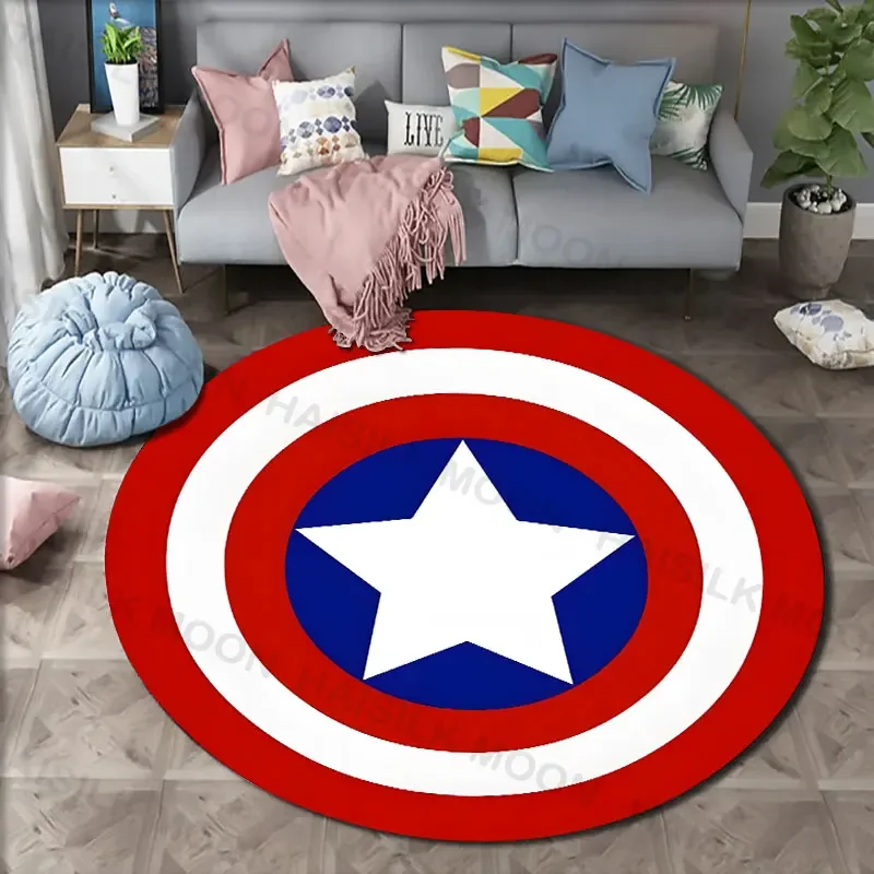 5 Sizes Marvel Heroes Logo Printing Round Carpet Living Room Bedroom Table and Chair Sofa Decorative Carpet and Rug Play Mat