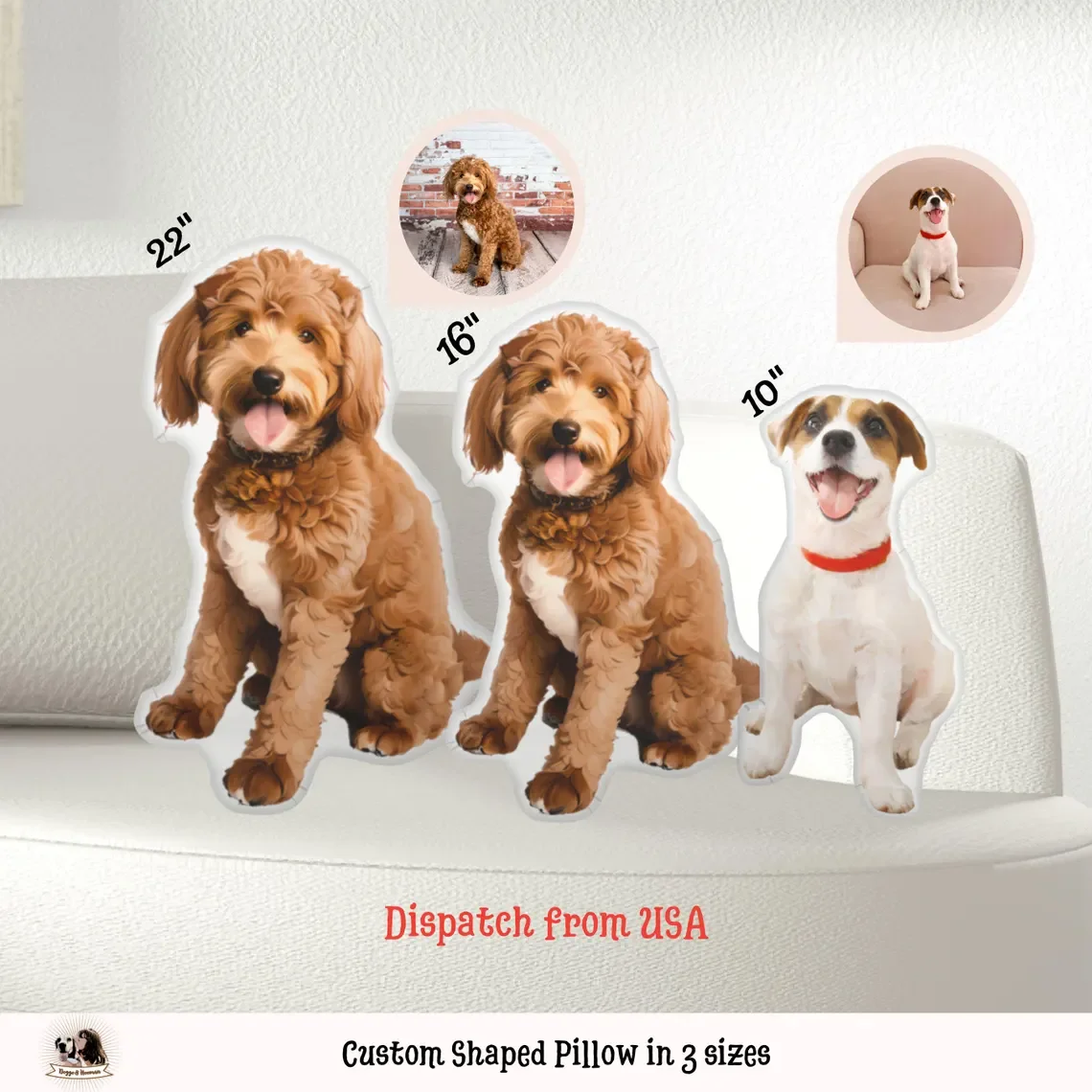 Customized modern style pet pillows printing design and personalized pet image cushions