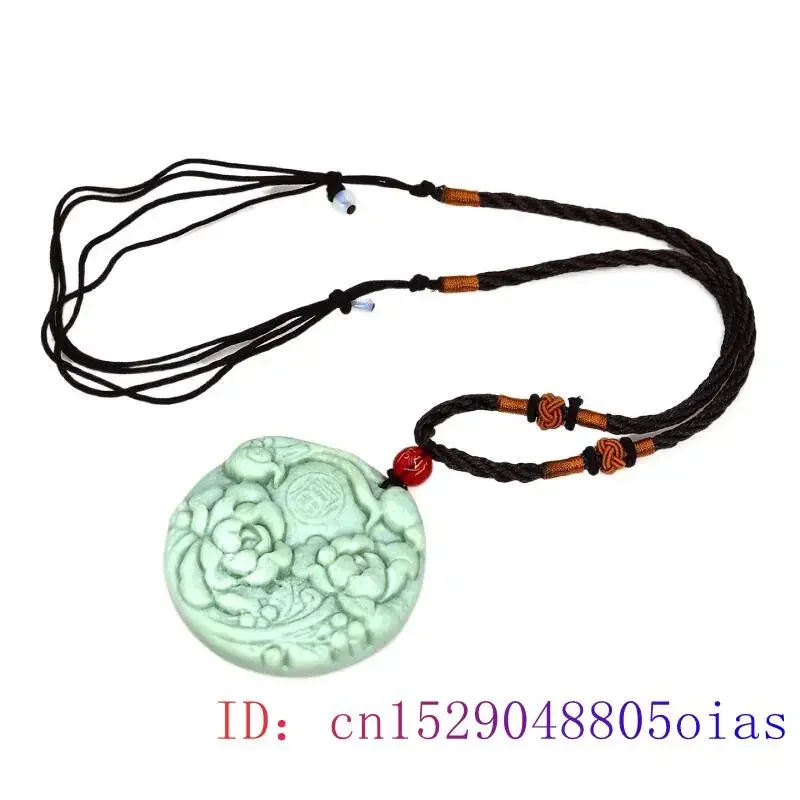 Jade Rose Pendant Fashion Men Gemstone Charm Green Flower Jewelry Necklaces Carved Charms Natural Necklace Stone Pendants