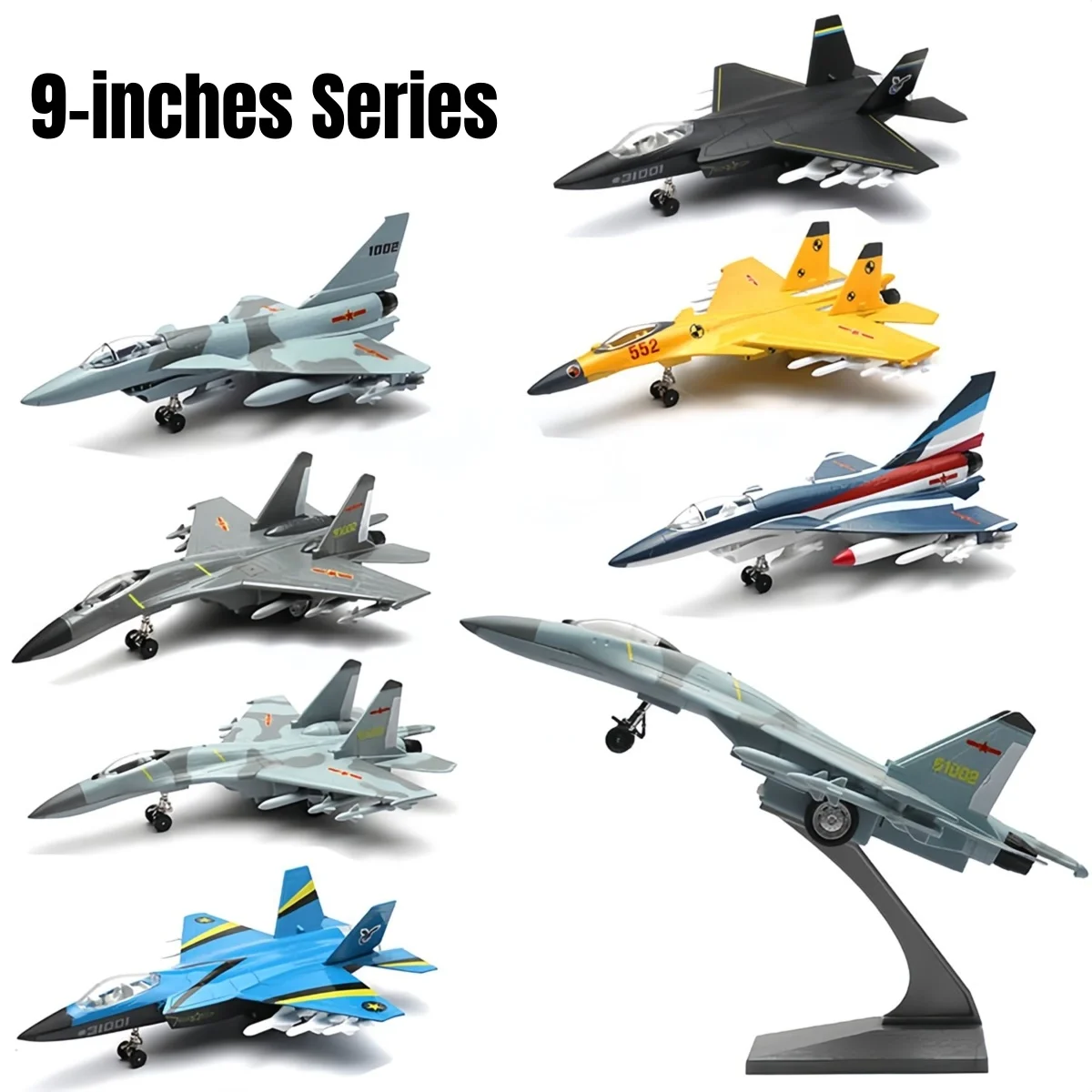 

MSZ 9-inch Airplane Toy Plane Model, Diecast Fighter Bomber Helicopter Collection Display Sound & Light Gift For Child Boys Kid
