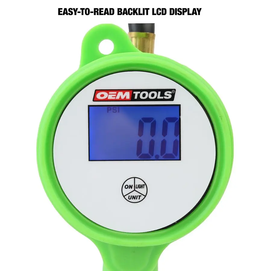 24412 Digitale bandenpomp met bandenspanningsmeter, digitaal LCD-scherm, 0 tot 175 PSI luchtdrukmeter voor banden met 21 Hos