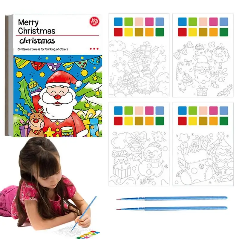 

Water Coloring Book Portable Magic Water Coloring Drawing Book Christmas/Rabbit Year With Brush Painting Fun For Children And