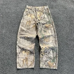 Y2k Jeans New Harajuku Hip Hop Camouflage Retro Oversize Denim Pants Fashion Men Clothing Straight Leg Wide Leg Jeans Streetwear