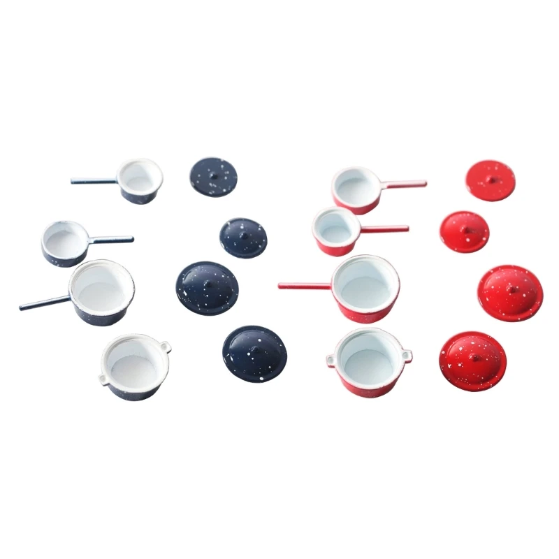 

Pan Stew Pot Set Pretend Play for Kids Role Cookware Model Toy 1:12 Scale