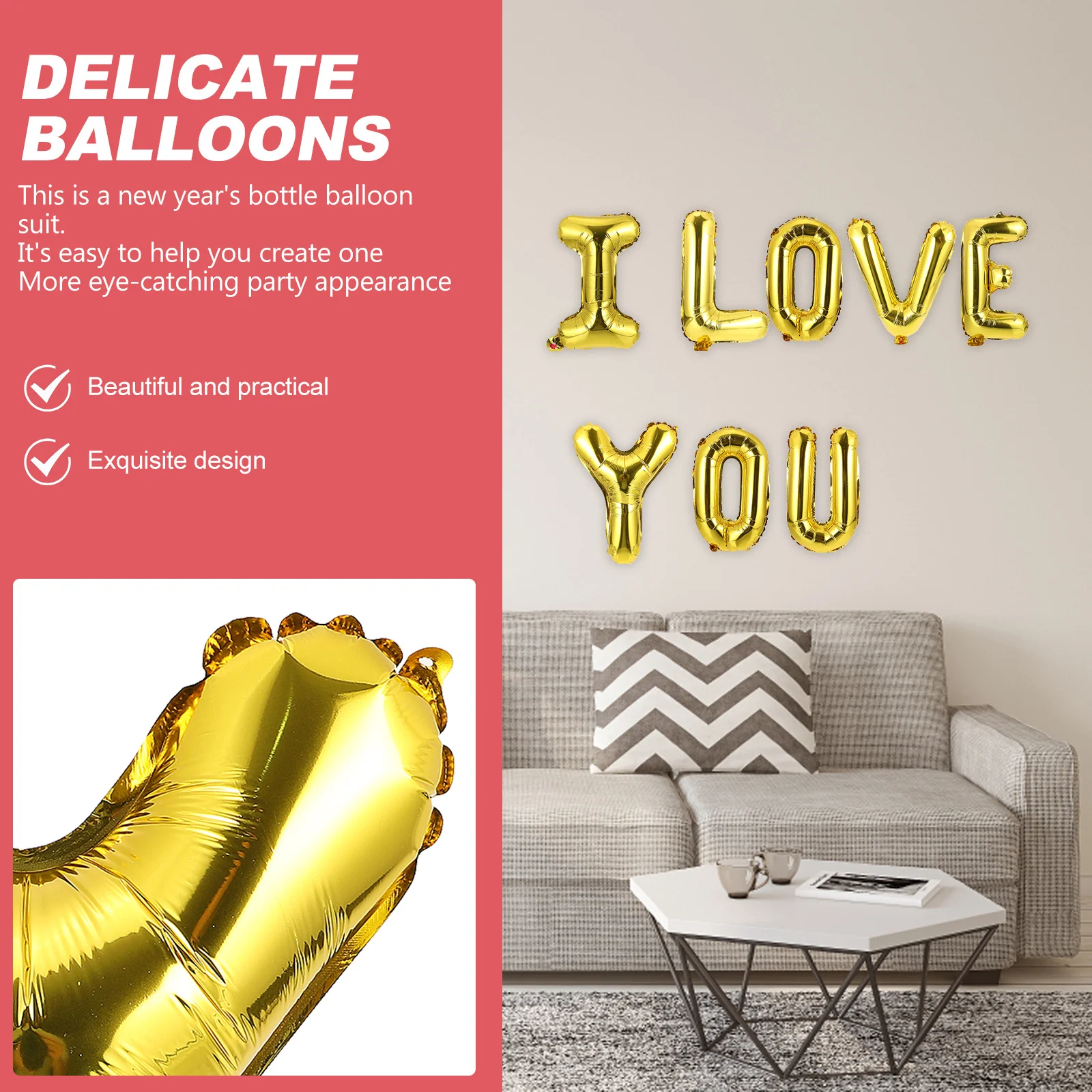 

1 Set I Love U Shaped Aluminum Foil Balloons For Wedding Party Valentine'S Day Decor Balloon Ornament Gift Wedding Balloon Set