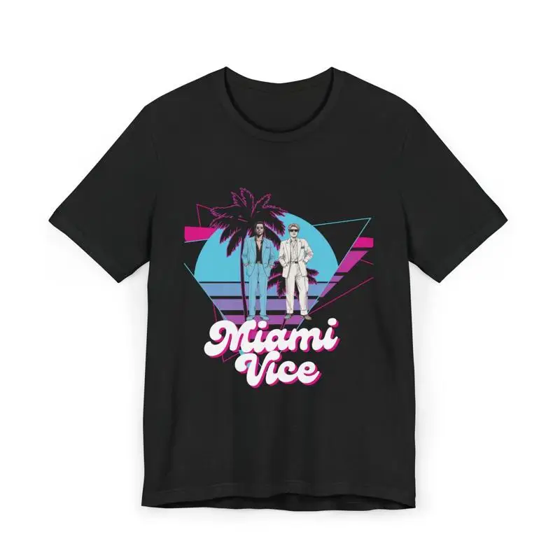 Retro Miami Vice Jersey  T Shirt Vintage 80s Style