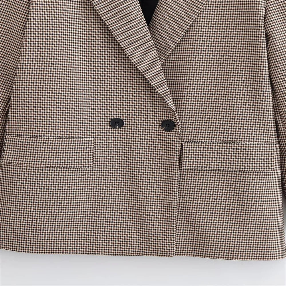 Winter neue Damen Pendeln zweireihige lässige alte Geld-Stil Qianniao Gitter Anzugjacke