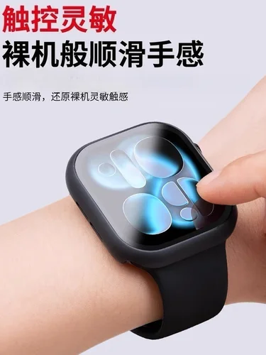 Imagen 2 del producto Vidrio templado + funda para Apple Watch 46mm 42mm 40mm 41mm 44mm 45mm Protector de pantalla cubierta protectora iWatch 11 10 8 7 9 6 SE 5 4