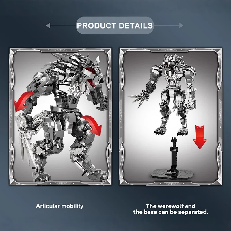 الإبداعية 813 قطعة ليلة مظلمة بالذئب تمثال اللبنات MOC فضي درع ميكا وولفمان الطوب لعب للأطفال الأولاد هدية