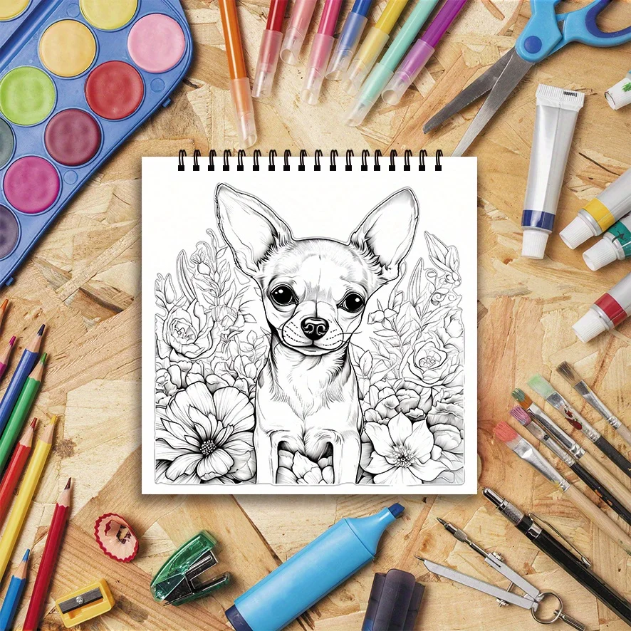 كتاب تلوين الجرو على شكل زهرة للبالغين - 8.27 × 8.27 بوصة، 22 صفحة، هو هدية مثالية لمحبي الكلاب.