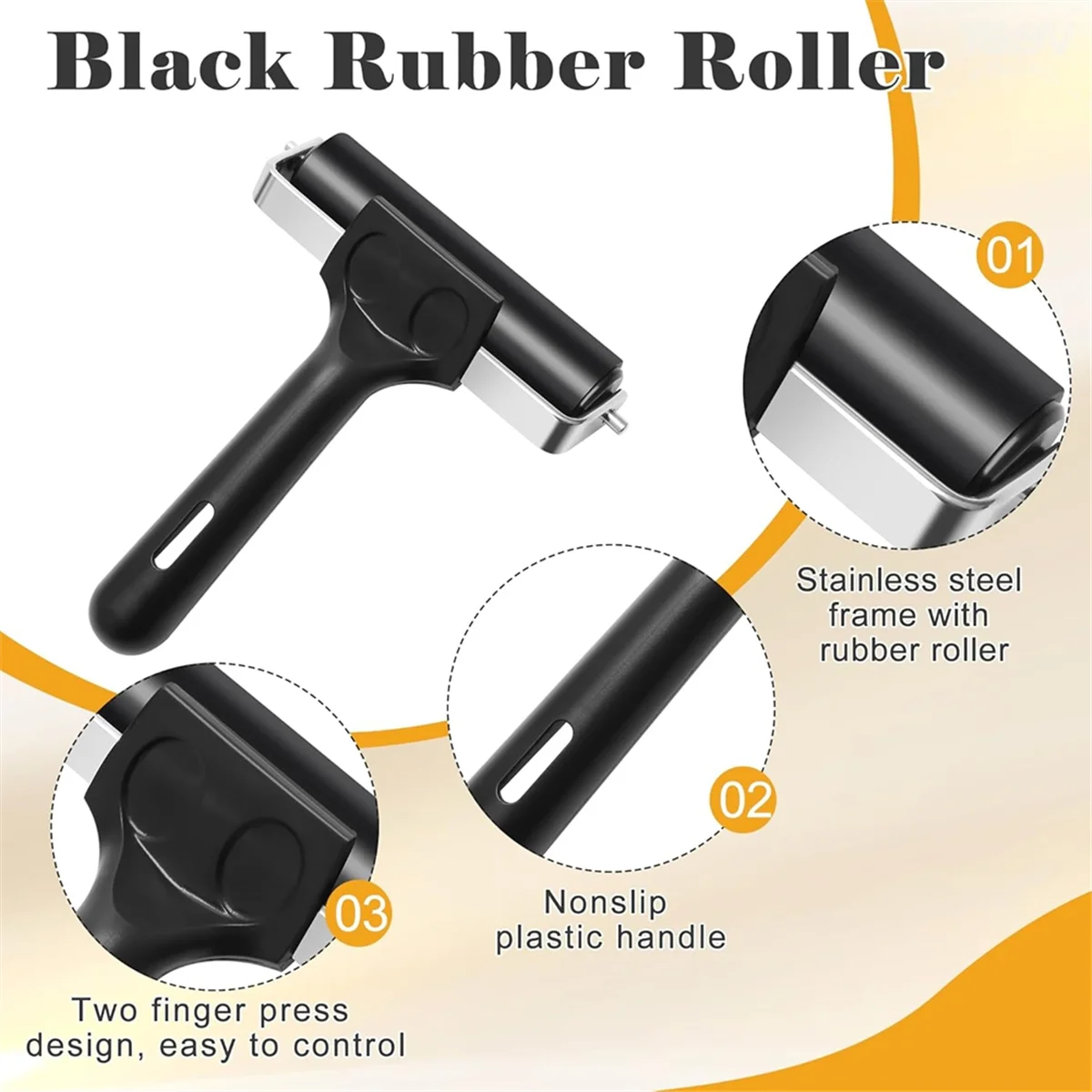 A03R 2Pcs Wooden Block Printing Baren with Rubber Brayer Roller, Block Printing Kit for Crafting, Printing, Inking
