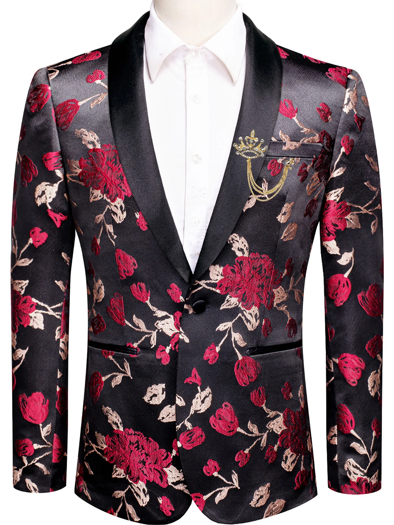 Black Base Red Tulip Floral Ja - đánh giá và giá Men Formal Wear Red
