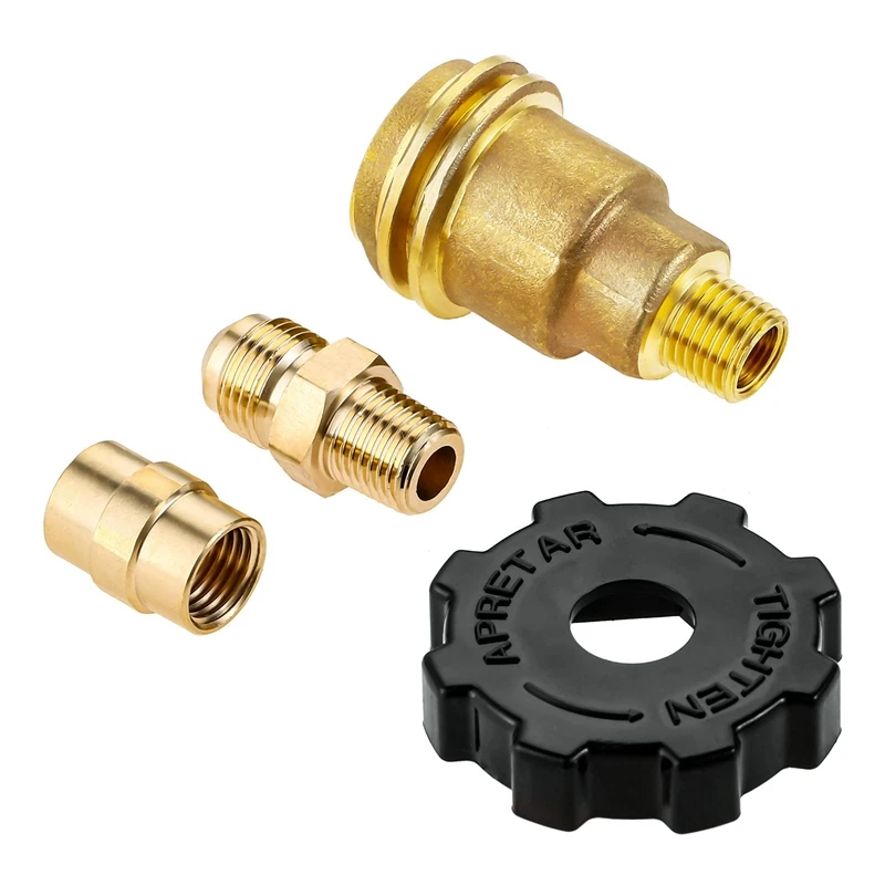 3 Pack QCC1 Nut Propane Tank Cylinder Adapter, Brass 1/4 Inch NPT Male, 3/8 Inch Flare X 1/4 Inch Male Pipe Fitting