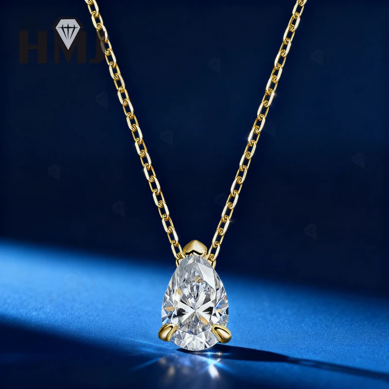 1–4 قيراط قلادة مويسانيتي على شكل كمثرى أنيقة بثلاثة مخالب قلادة كلاسيكية للنساء مثالية لحفلات الزفاف والذكرى السنوية والارتداء اليومي #4